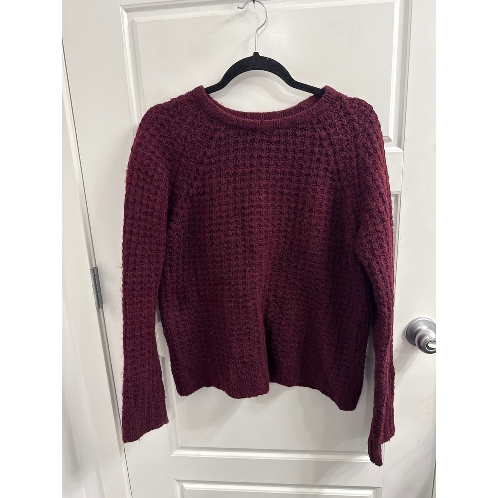 Maje Karoline Burgundy Alpaca Wool Blend Waffle Knit Sweater Size 3 L